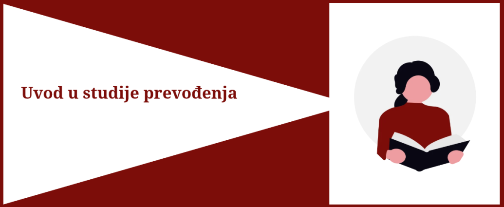 S leve strane je tekst Uvod u studije prevođenja, s desne strane je ilustracija devojke koja čita knjigu