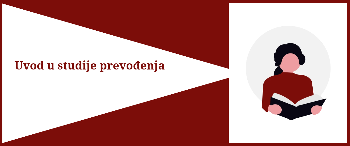 S leve strane je tekst Uvod u studije prevođenja, s desne strane je ilustracija devojke koja čita knjigu